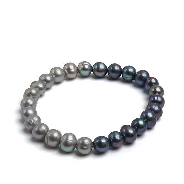 Brățară perle de cultură gri și culoare închisă 7-8mm, lungime 19 cm