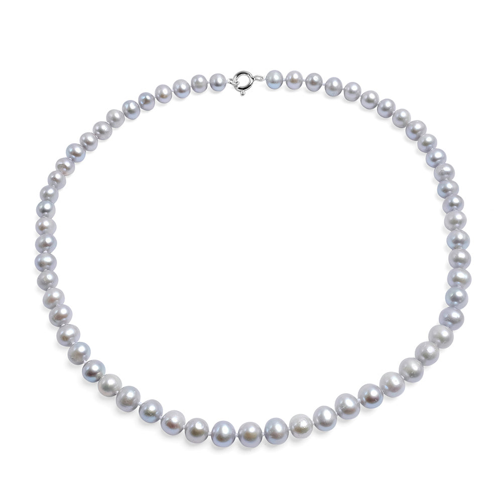 Colier cu perle gri 7-8mm, închizătoare oţel, lungime 43cm
