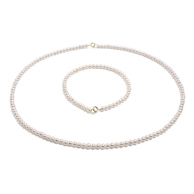 Colier cu perle de cultură albe, 3.5mm, închizătoare aur 18K, lungime 40cm