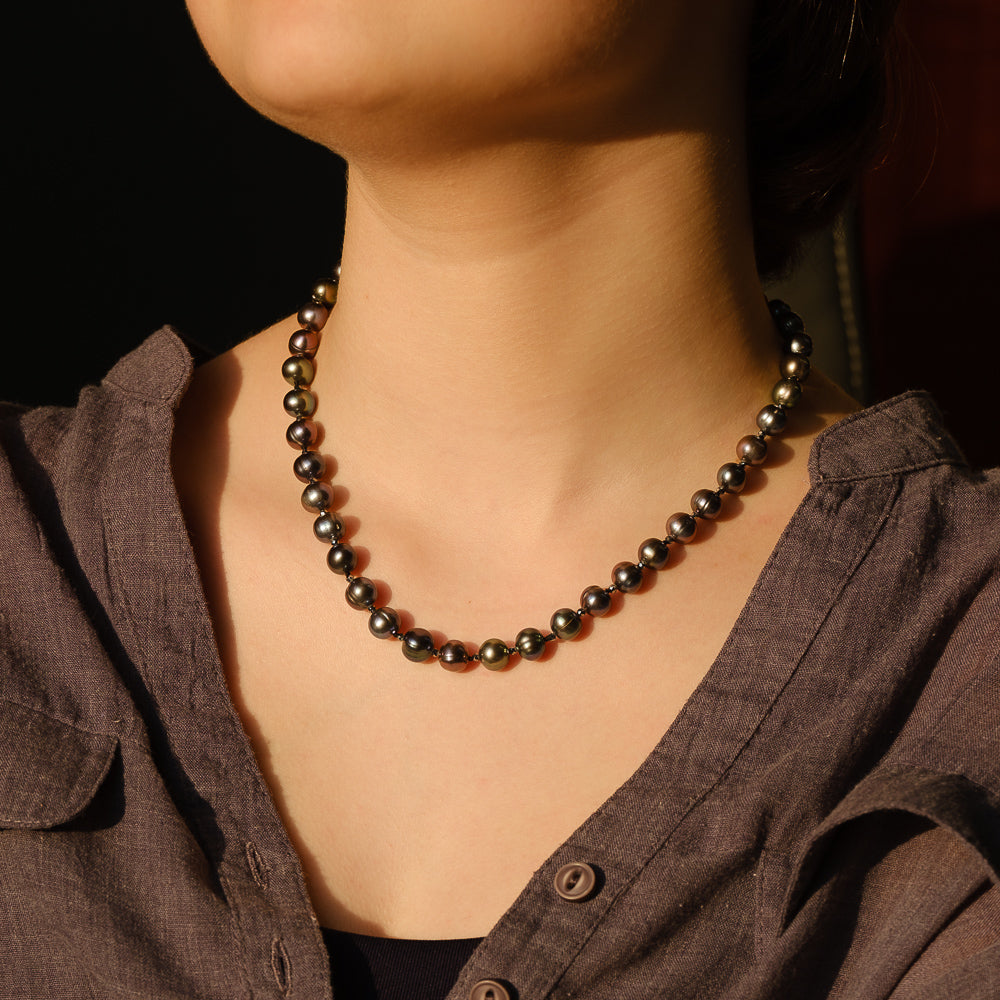 Colier perle de cultură 8-9mm și globuri facetate, lungime 41+5cm