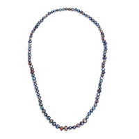 Colier pe 1 rând cu perle asimetric culoare negre 7-8mm, fără închizătoare, lungime 70 cm