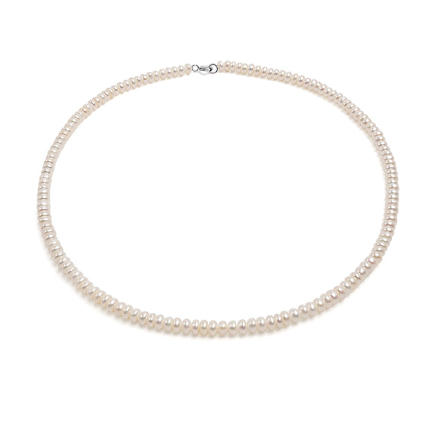 Colier cu perle albe 4.5mm, lungime 40cm, închizătoare oțel