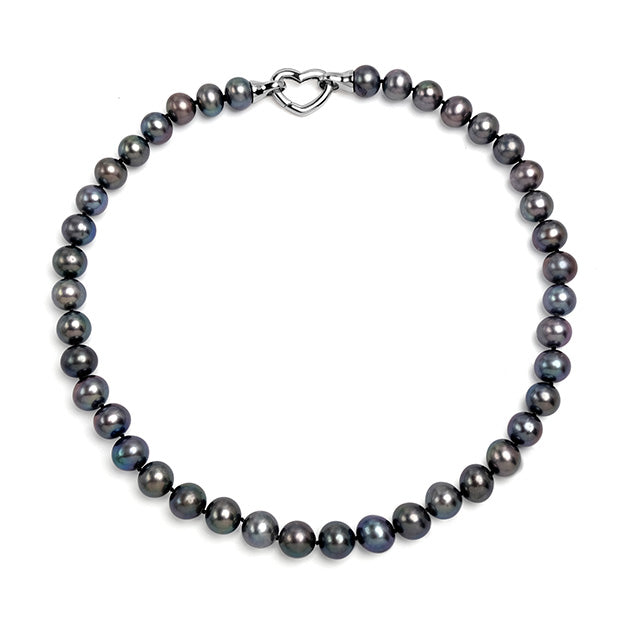 Colier cu perle negre 10-11mm, închizătoare argint 925, lungime 43 cm