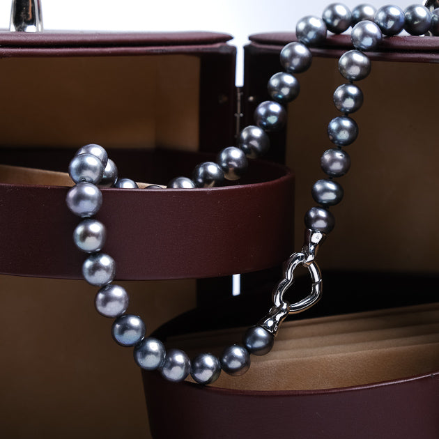 Colier cu perle negre 10-11mm, închizătoare argint 925, lungime 43 cm