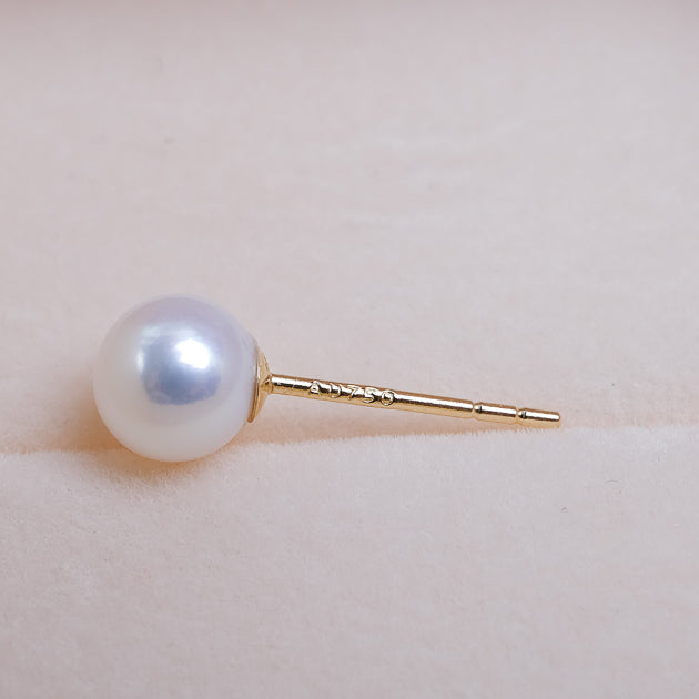 Cercei din aur 18K cu perle albe 5-5.5mm