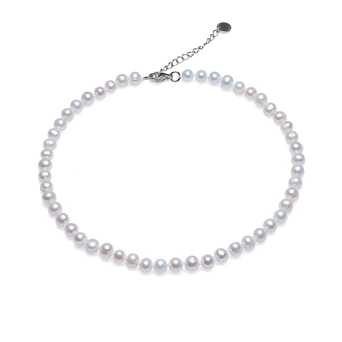 Colier cu  perle de cultură albe 8-8,5mm. Lungime 43+5 cm