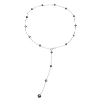 Șirag perle de cultură culoare închis sfere aprox 3-4mm, lănțișor și închizătoare argint rodiat, lungime 55cm.