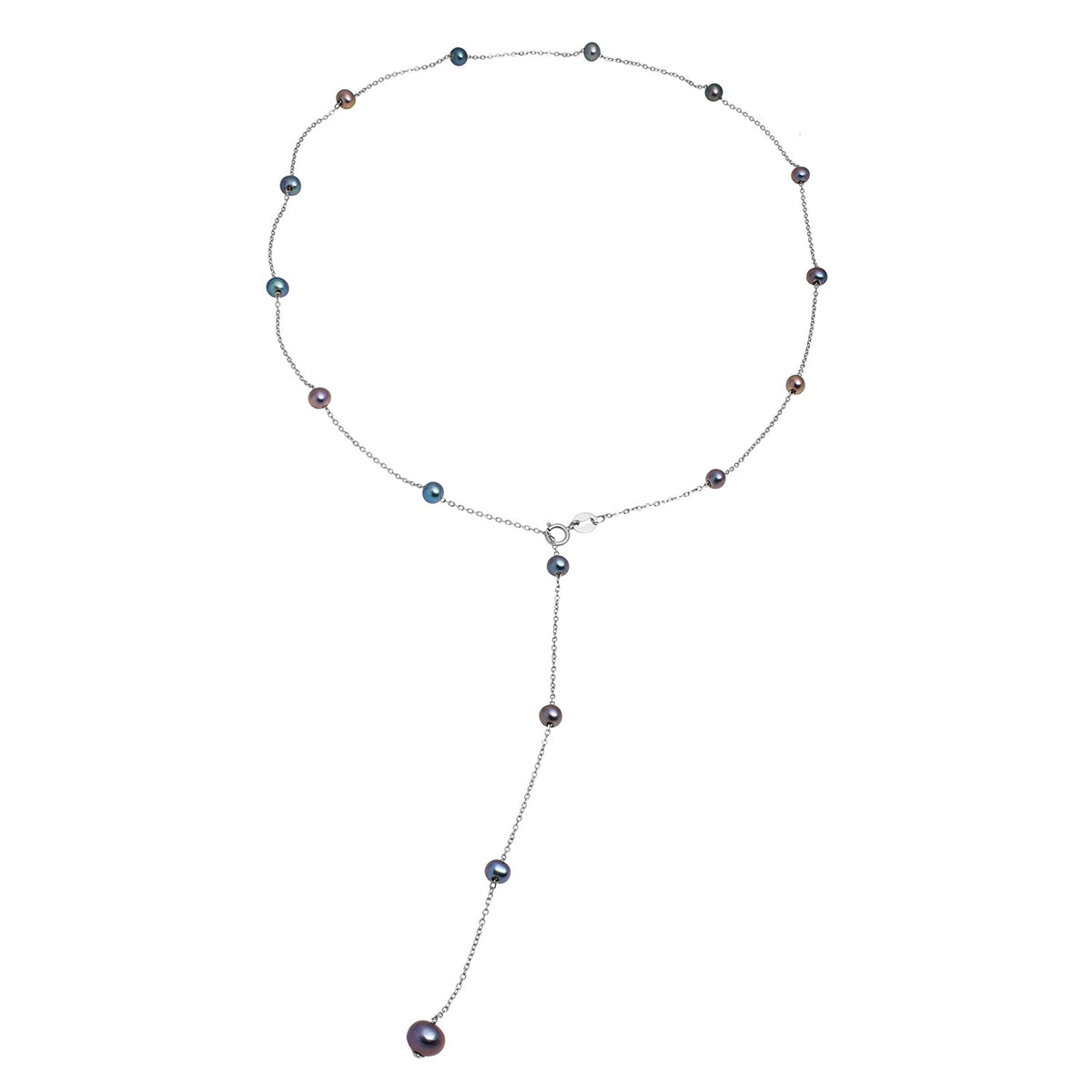 Șirag perle de cultură culoare închis sfere aprox 3-4mm, lănțișor și închizătoare argint rodiat, lungime 55cm.