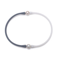 Colier selicon cu 2 perle de cultură albe 11-12mm, lungime 38 cm