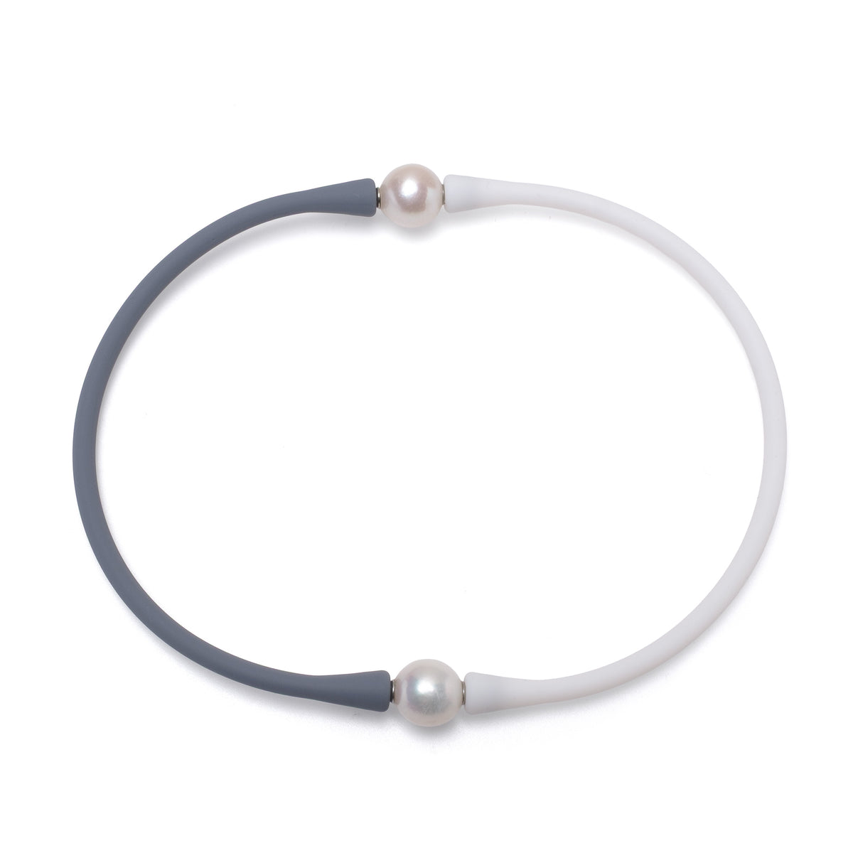 Colier selicon cu 2 perle de cultură albe 11-12mm, lungime 38 cm