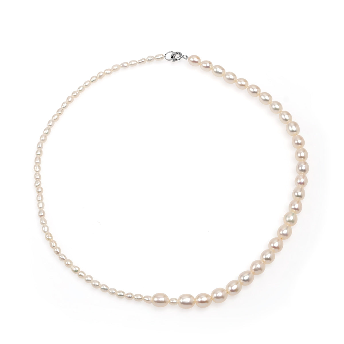 Șirag perle de cultură albe bob de orez și sfere 3-3.5/5.5-6.5mm, lungime  40cm