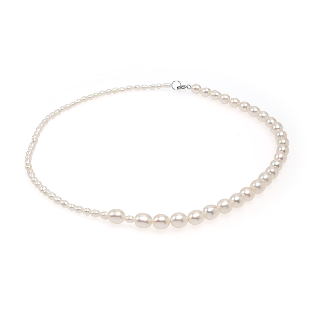 Șirag perle de cultură albe bob de orez și sfere 3-3.5/5.5-6.5mm, lungime  40cm