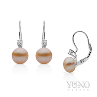 Set pandantiv și cercei din argint 925 placat cu aur roz cu perle albe 5-6mm / 6-7mm