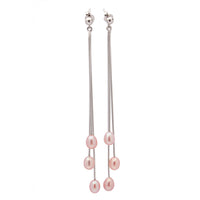Cercei argint perle mov pal 5-6mm