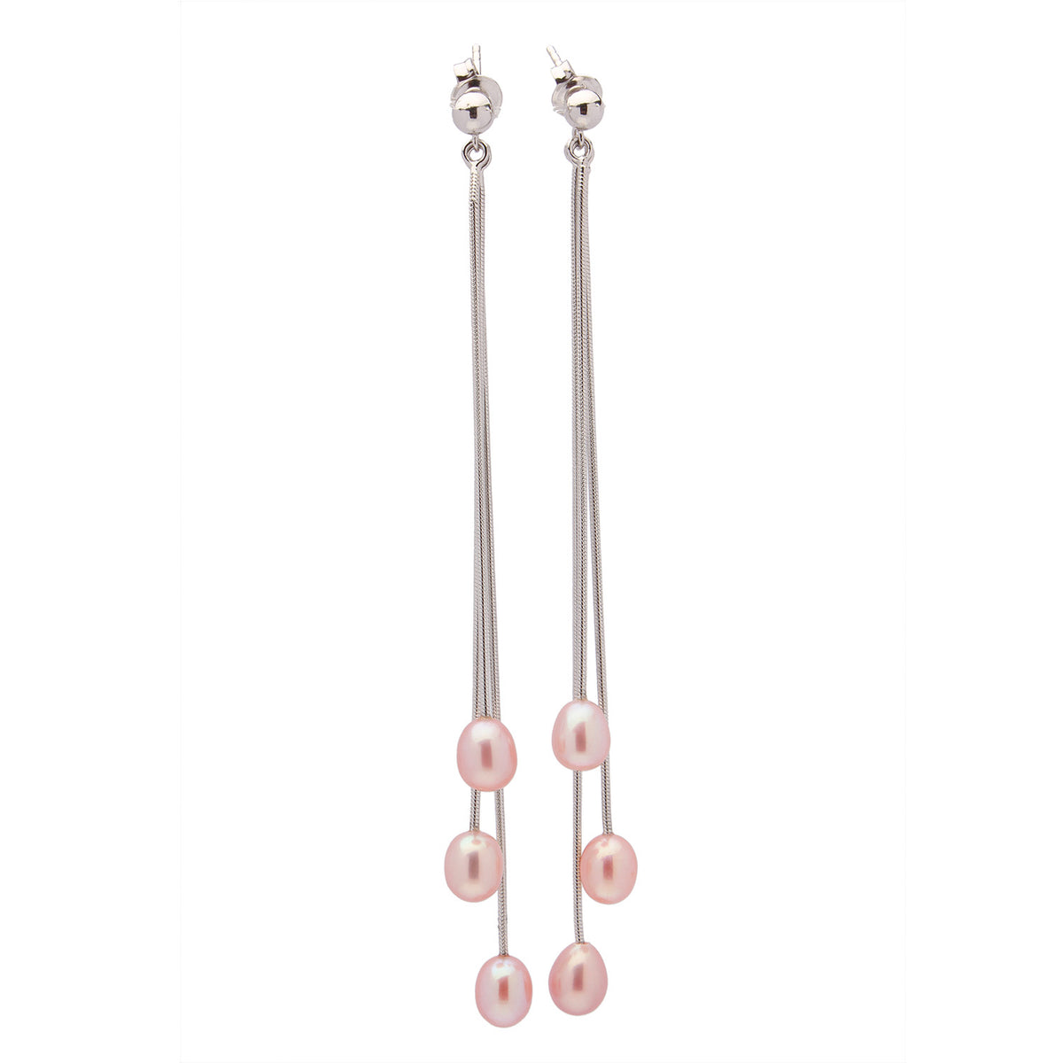 Cercei argint perle mov pal 5-6mm