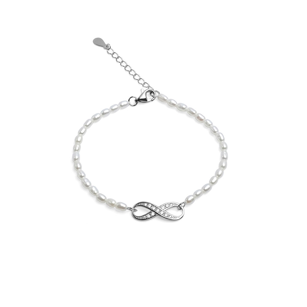 Brățară perle de cultură albe 2-4mm, lungime 16 cm +3 cm