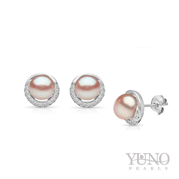 Cercei argintii perle de cultură mov 5-6 mm