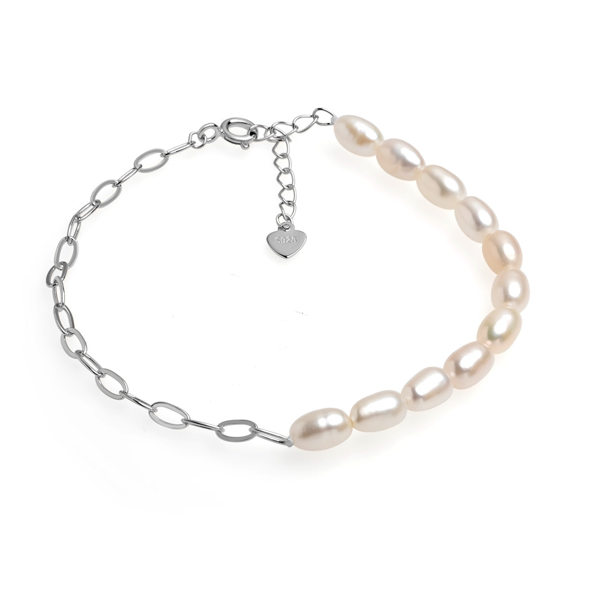Brățară cu perle de culturaă albe 4mm, lungime 16 cm + 3 cm