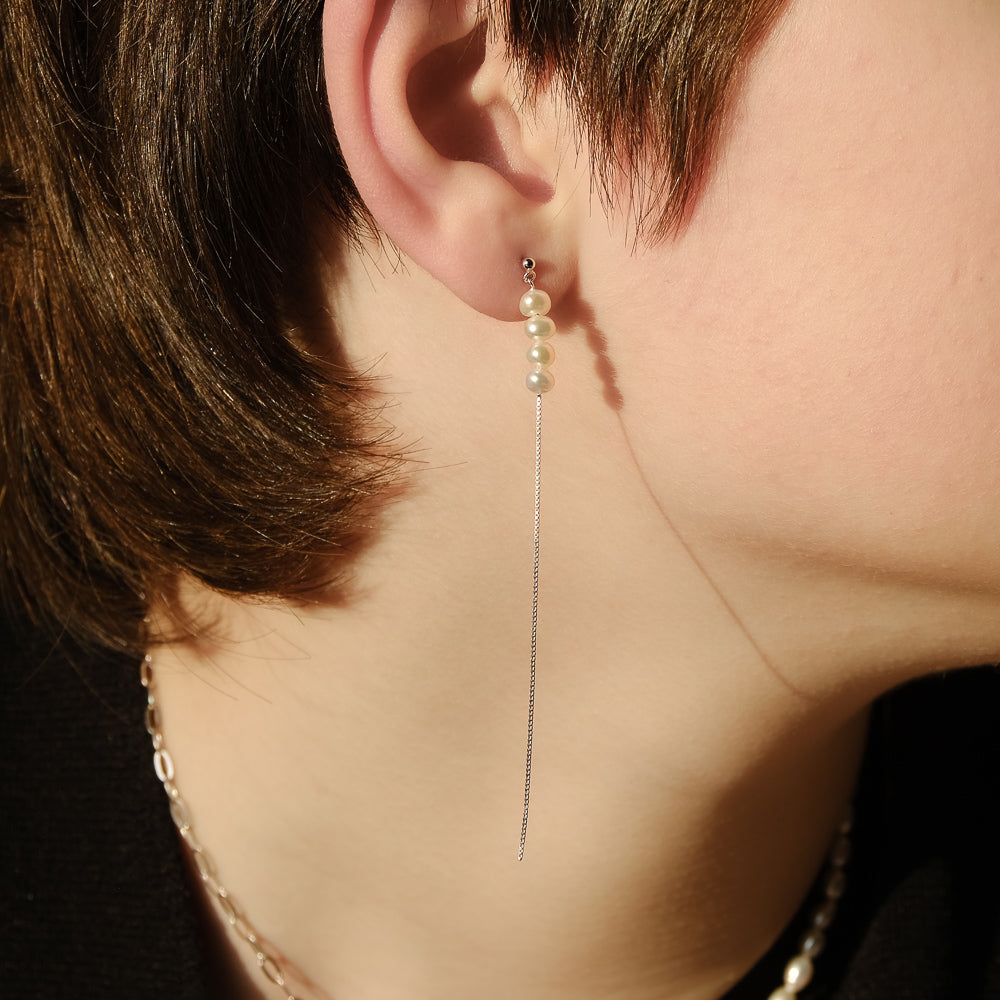Cercei argintii perle de cultură albe 4.5mm