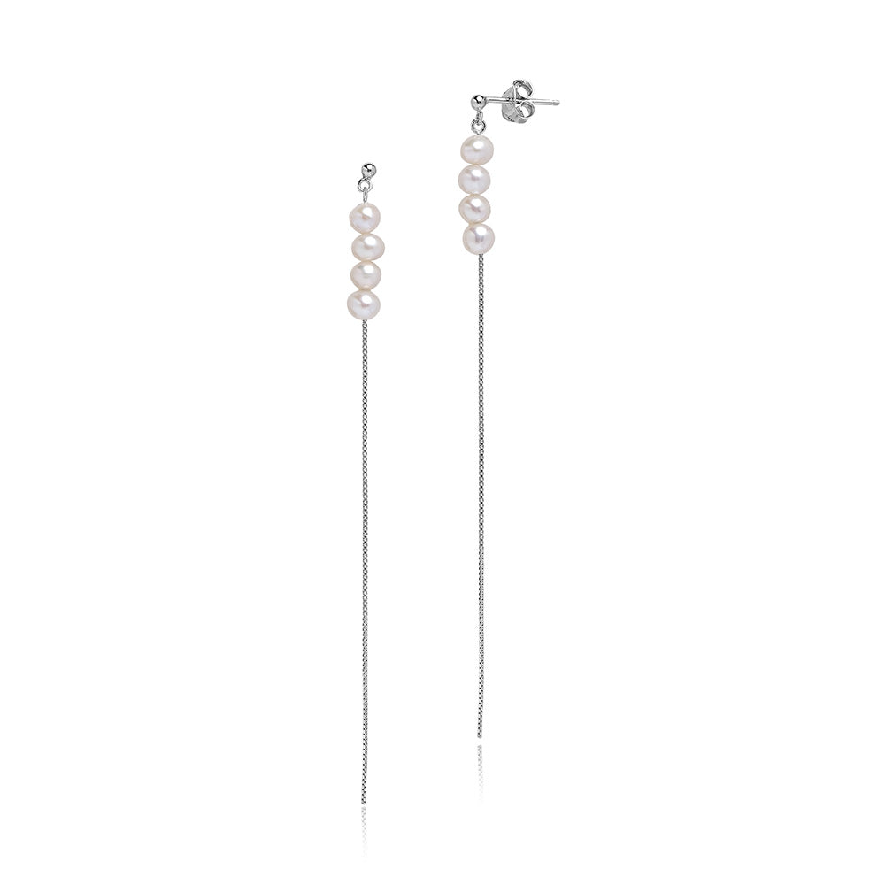 Cercei argintii perle de cultură albe 4.5mm