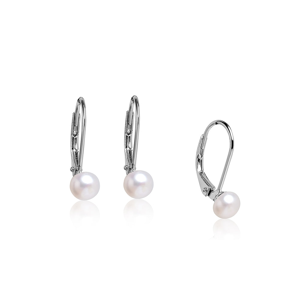 Cercei argint 925, perle albe 4.5m