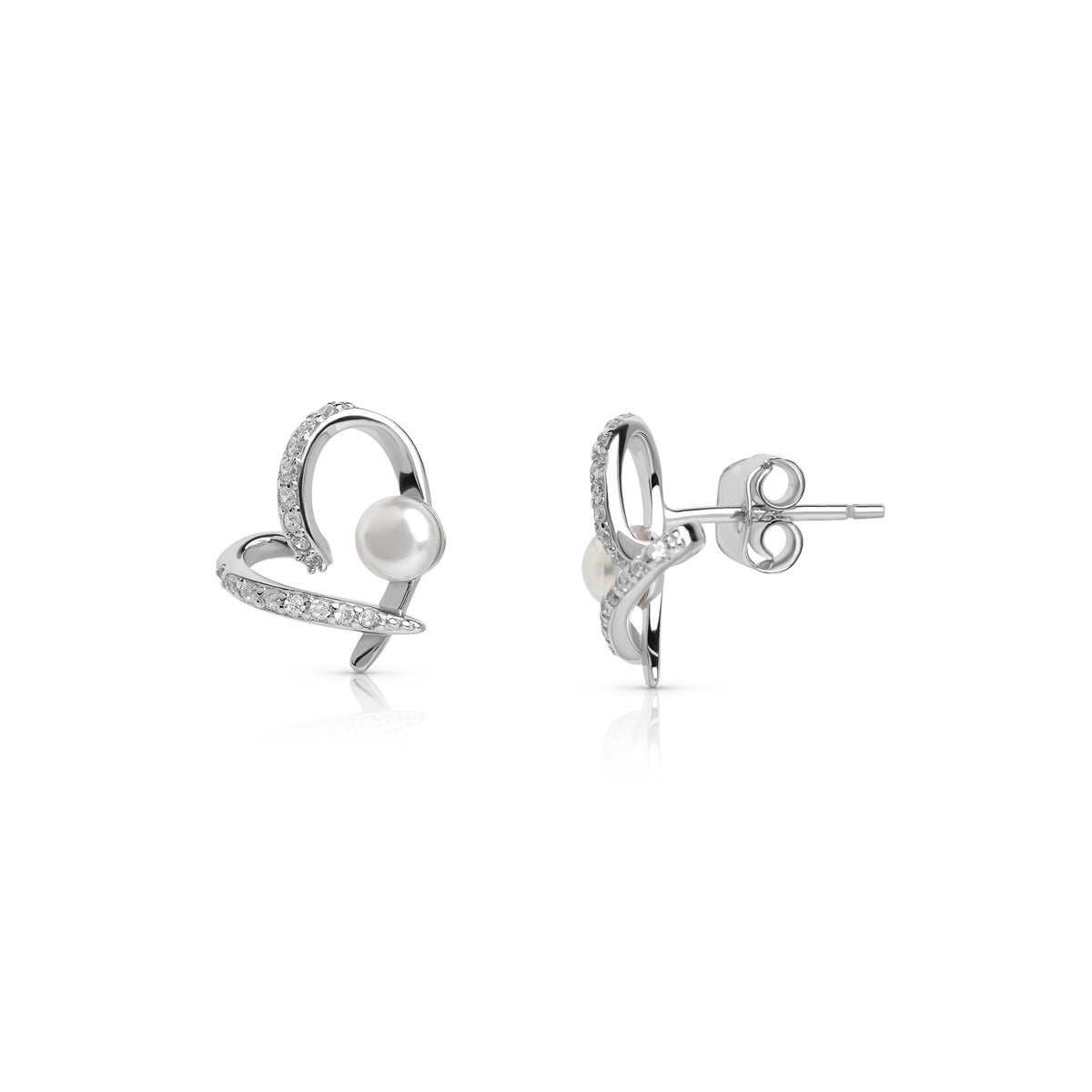 Cercei argint perle de cultură albe 4 mm