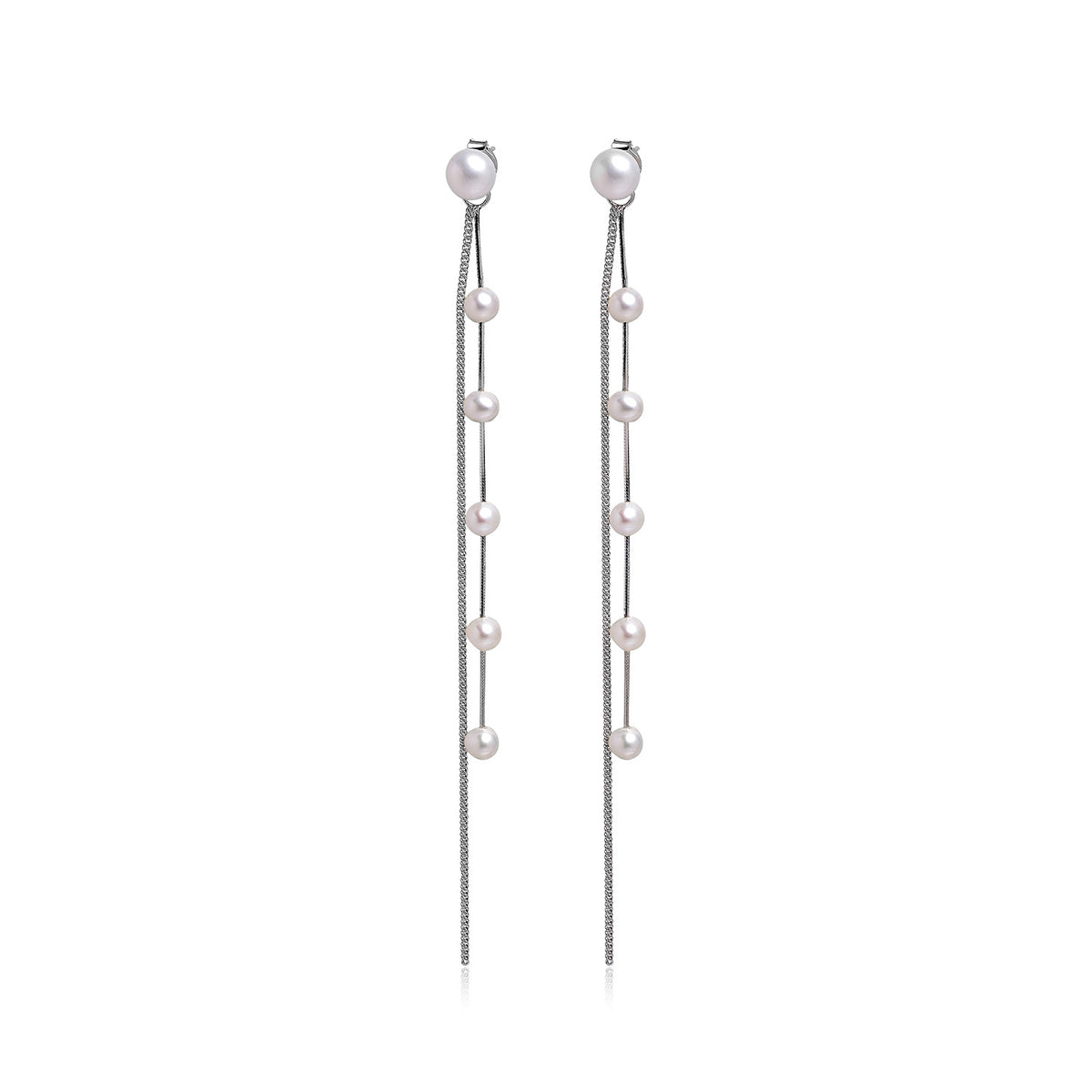 Cercei argint perle de cultură albe 4.5–6 mm