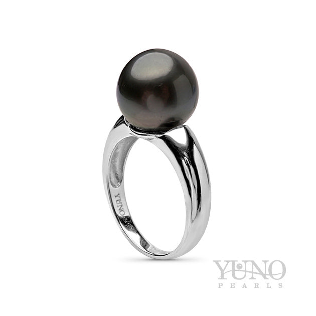 Inel din argint 925 cu perlă TAHITI culoare închisă, 11-12mm