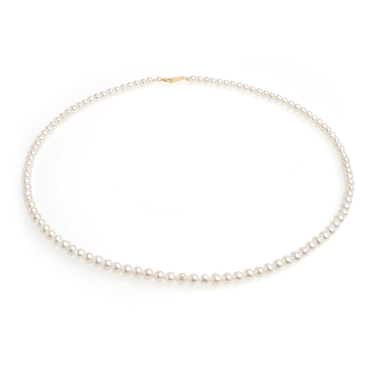 Șirag perle de cultură alben 3.5-4mm, închizătoare aur galben 18K, lungime 42cm