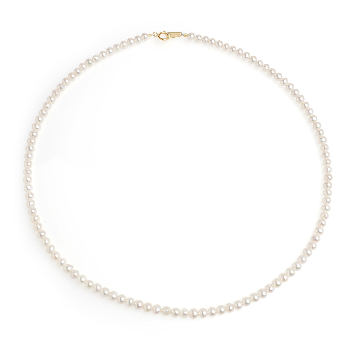 Șirag perle de cultură alben 3.5-4mm, închizătoare aur galben 18K, lungime 42cm