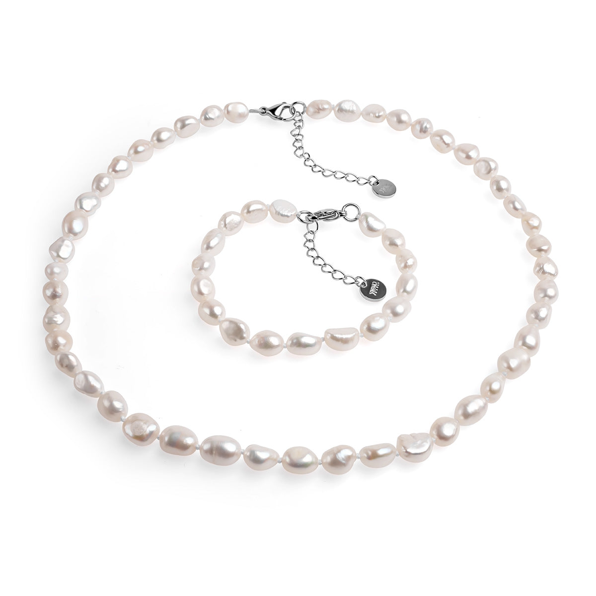 Set șirag și brățară perle de cultură albe 6-7mm