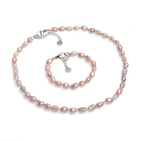 Set șirag și brățară perle de cultură mov 6-7mm