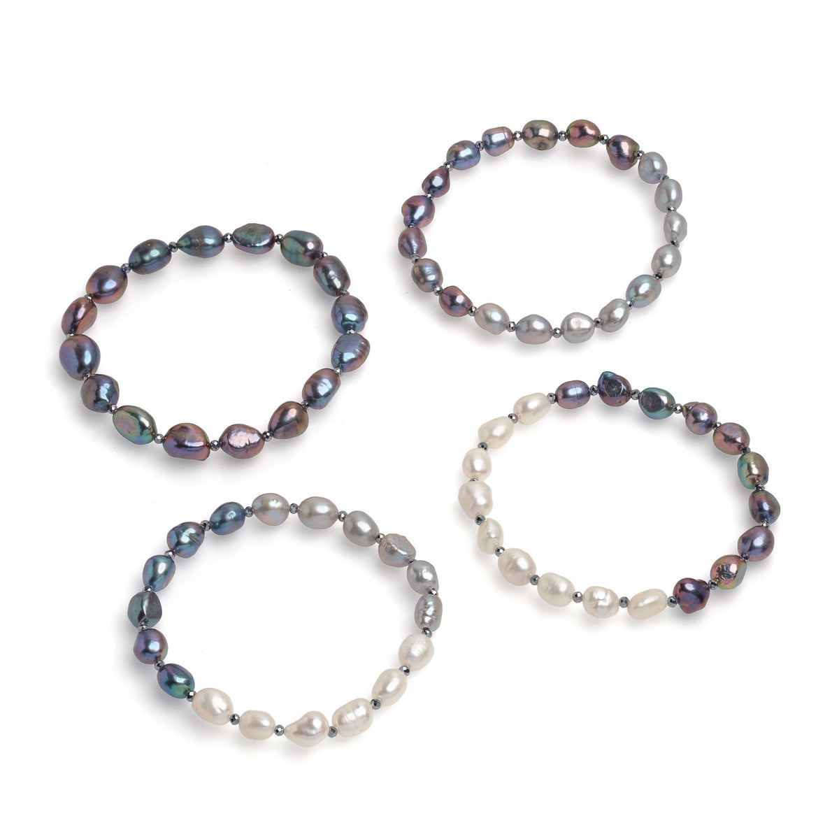 Brățară cu perle roz de 6-7 mm, hematit, elastic, lungime 18 cm