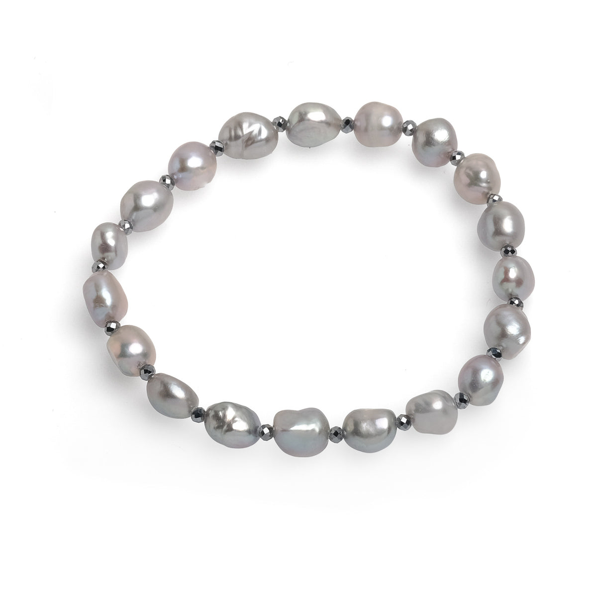 Brățară cu perle gri 6-7 mm, hematit, elastic, lungime 18 cm