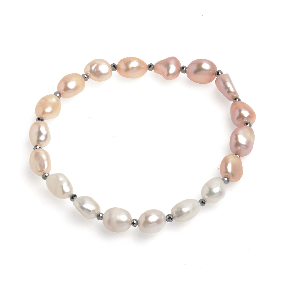 Brățară cu perle colorate 6-7 mm, hematit, elastic, lungime 18 cm