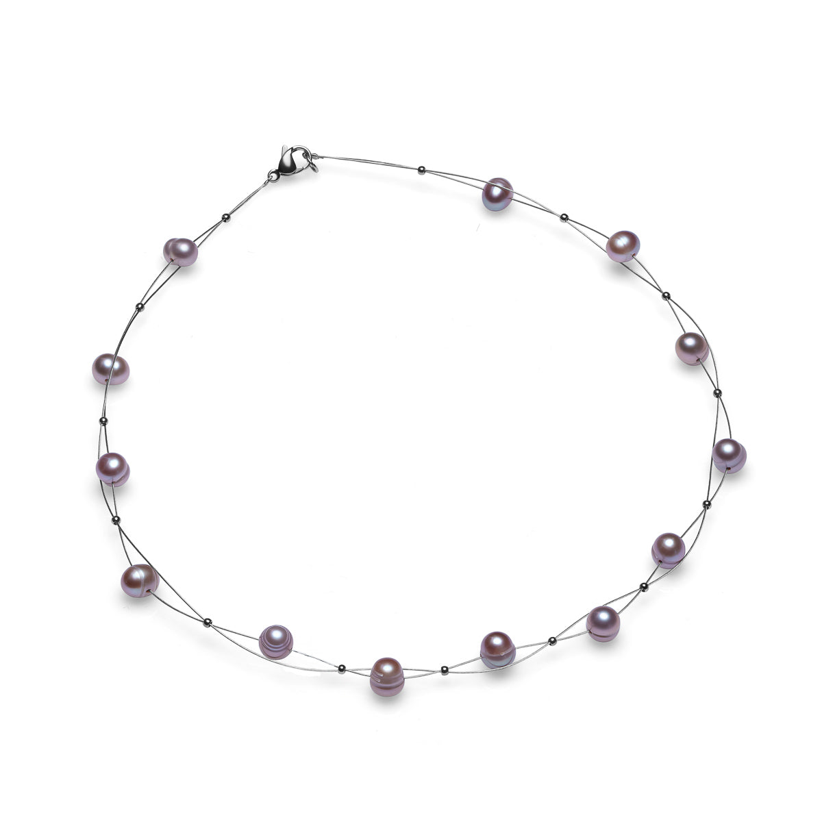 Colier "Victoria" cu perle de cultură violet 7-8 mm. Lungime 42 cm