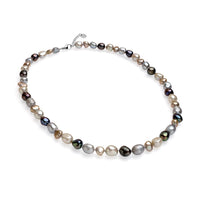 Șirag perle de cultură mixte asimetric 8-10mm, închizătoare oțel, lungime 50cm+5cm