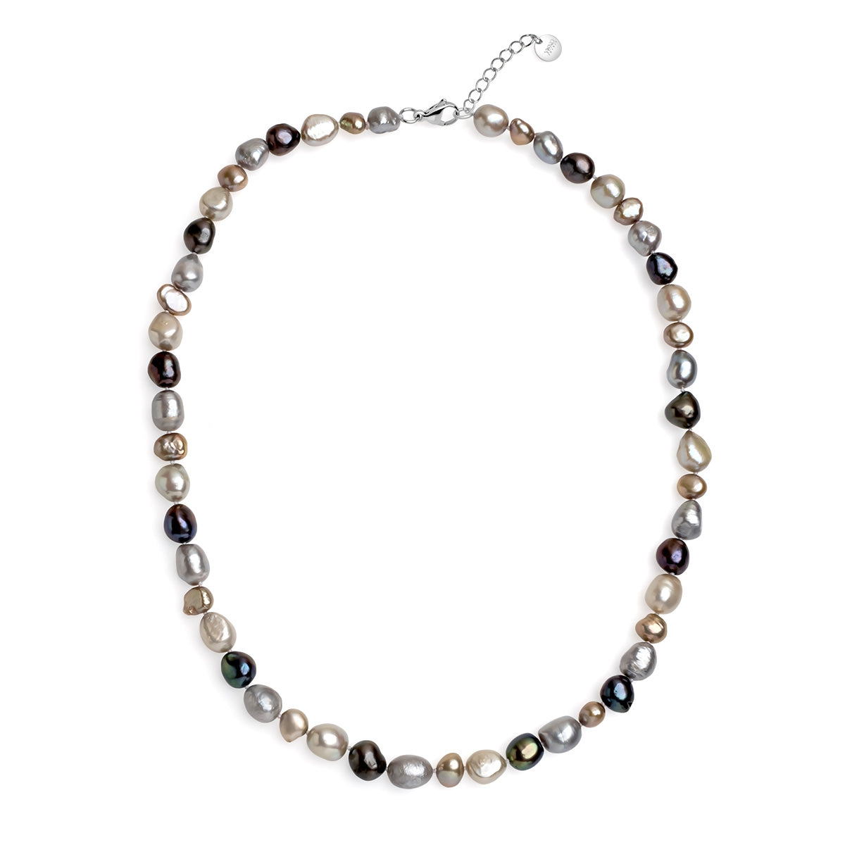 Șirag perle de cultură mixte asimetric 8-10mm, închizătoare oțel, lungime 50cm+5cm