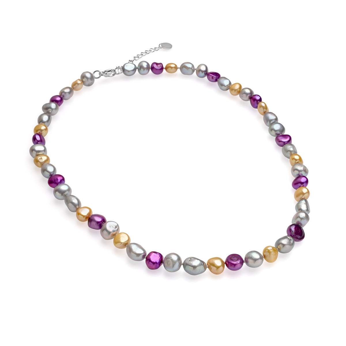Șirag perle de cultură mixte asimetric aprox 8-10mm, închizătoare oțel, lungime 50cm+5cm