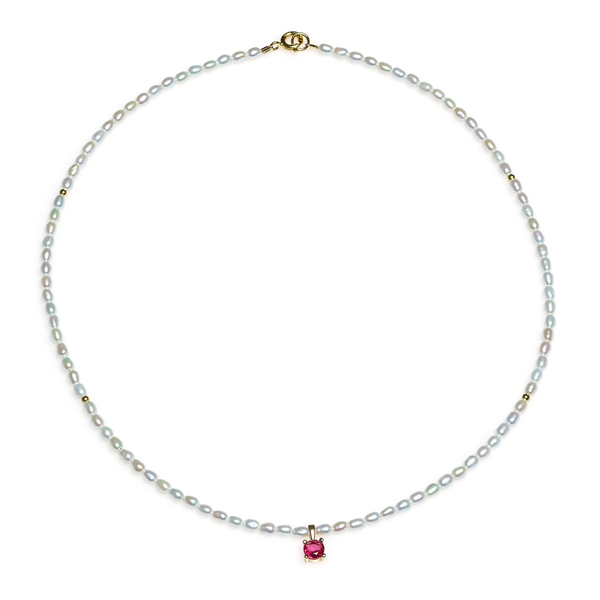 Colier perle de cultură albe bob de orez 3 mm, argint placat cu aur galben, dcristal, lungime 40+3cm