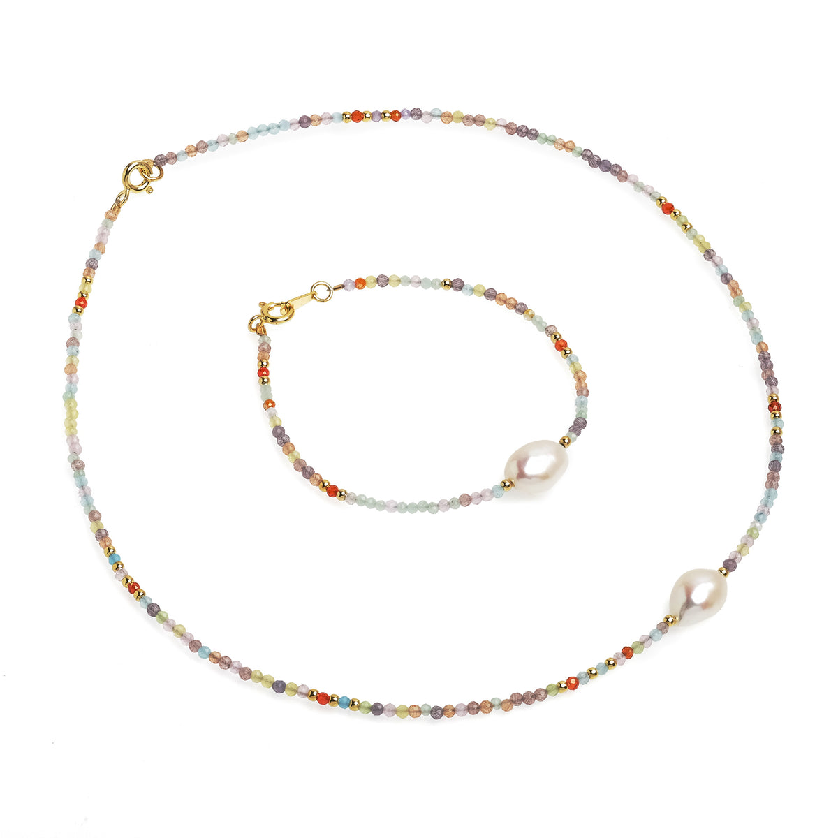 Brățară perlă de cultură albă și spinel, lungime 18 cm