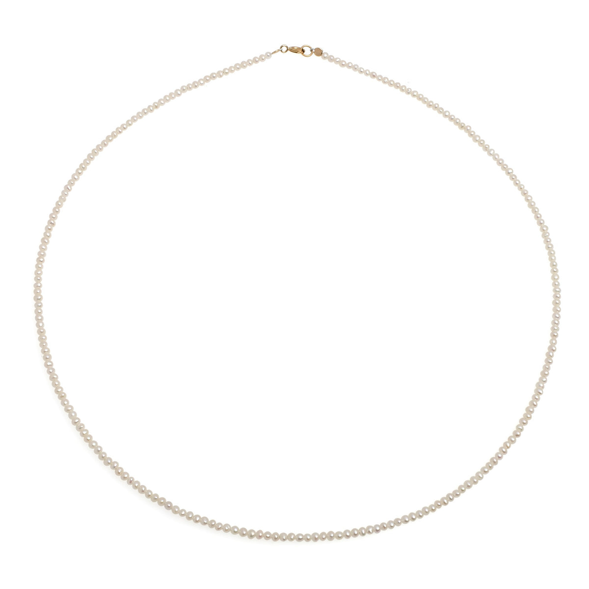 Colier perle de cultură albe bob de orez aprox 2-2.5mm, închizătoare aur 14K, lungime 38.5-41cm
