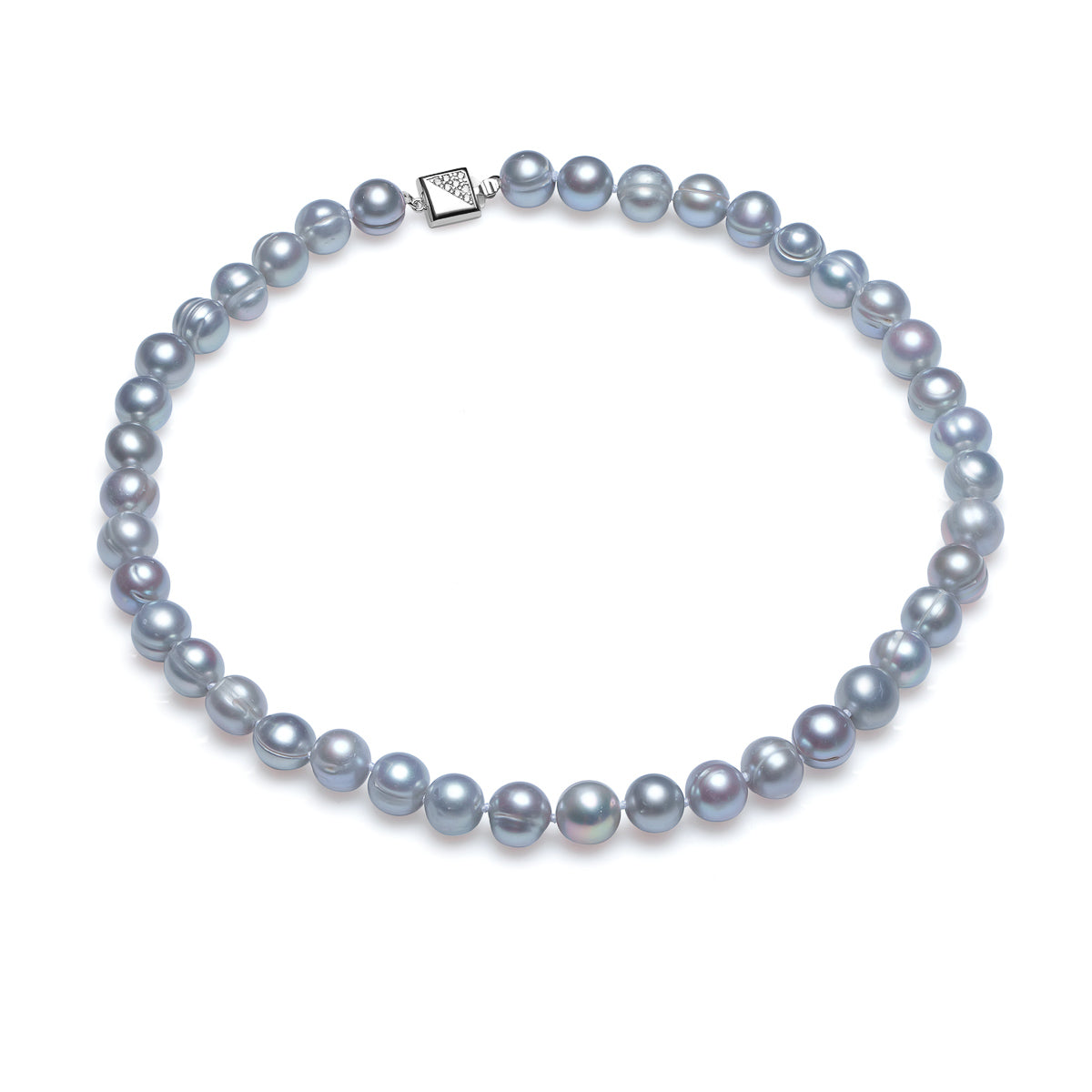 Colier perle de cultură gri sfere 9-10mm, închizătoare argint rodiat, lungime 42cm
