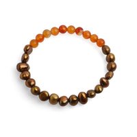 Brăţară perle de cultură  7-8mm și agate, lungime 18 cm