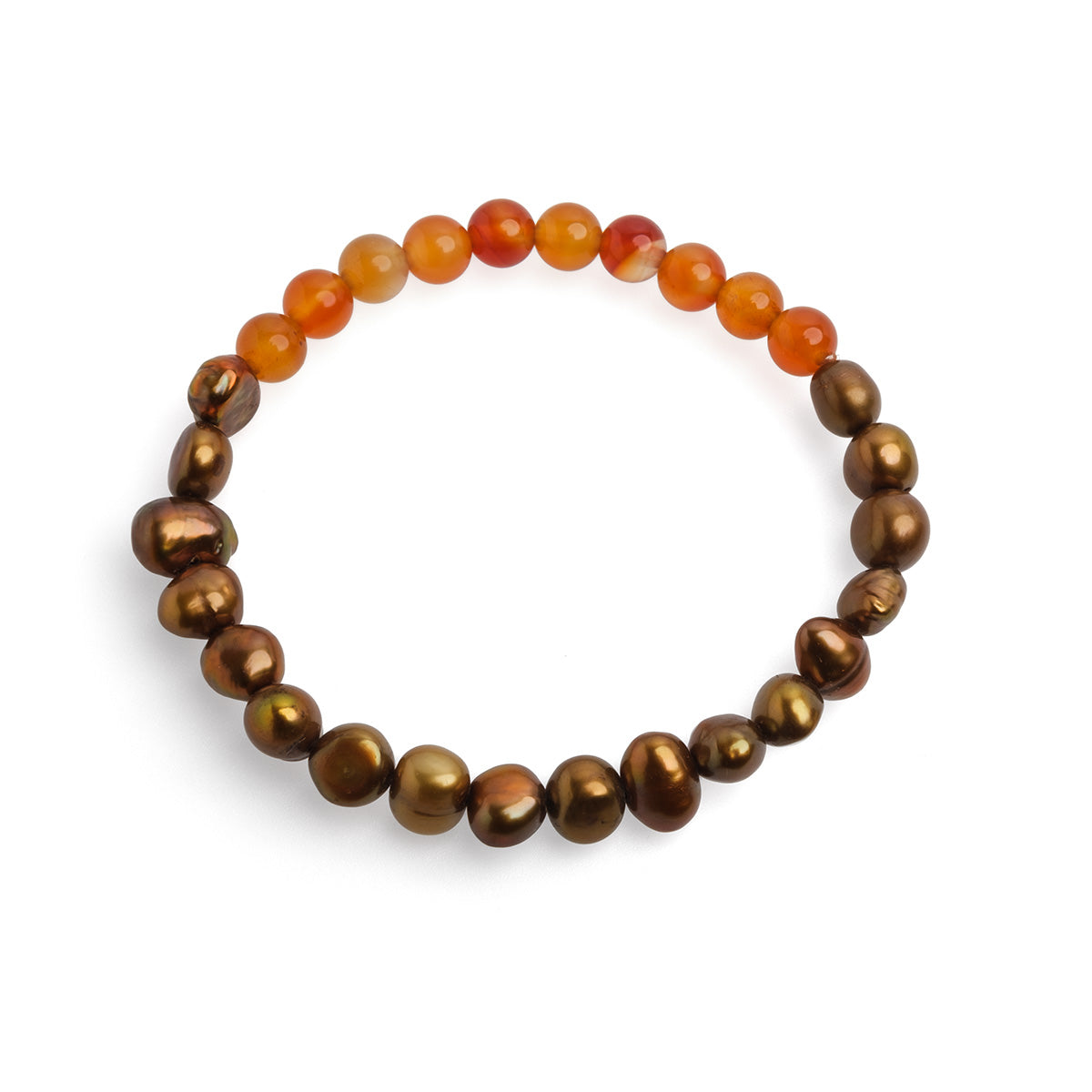 Brăţară perle de cultură  7-8mm și agate, lungime 18 cm