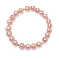 Brăţară perle de cultură mov sfere 8-9mm, elastic, 19 cm