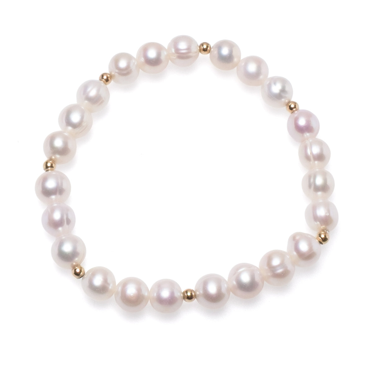 Brăţară perle de cultură albe sfere 8-9mm, elastic, lungime 19 cm