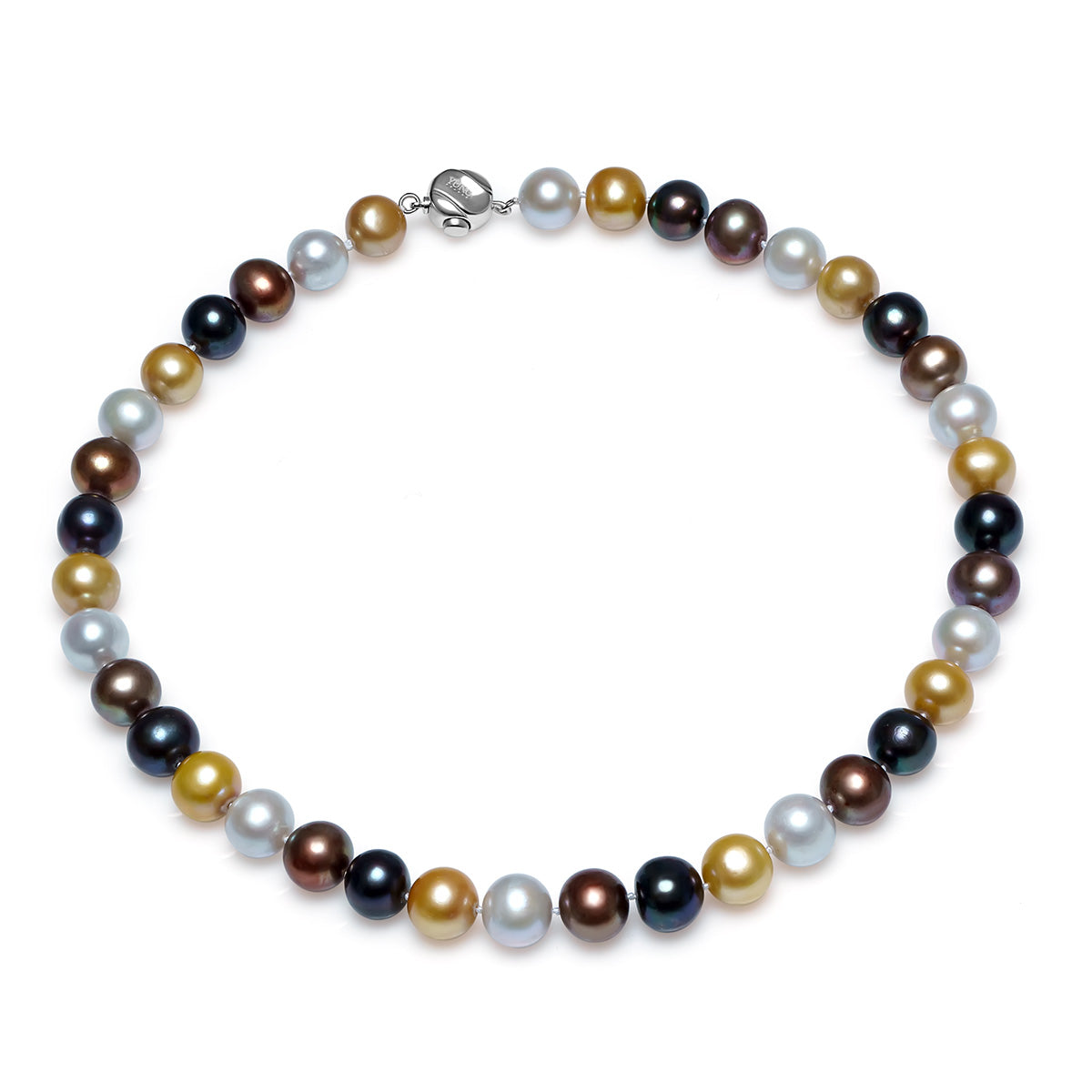 Colier perle de cultură colorate sfere 11-12mm, închizătoare argint rodiat, lungime 43cm