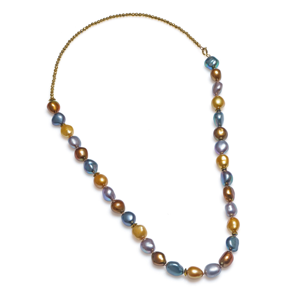 Șirag perle de cultură colorate 10-11mm, hematit 3mm, lungime 60cm