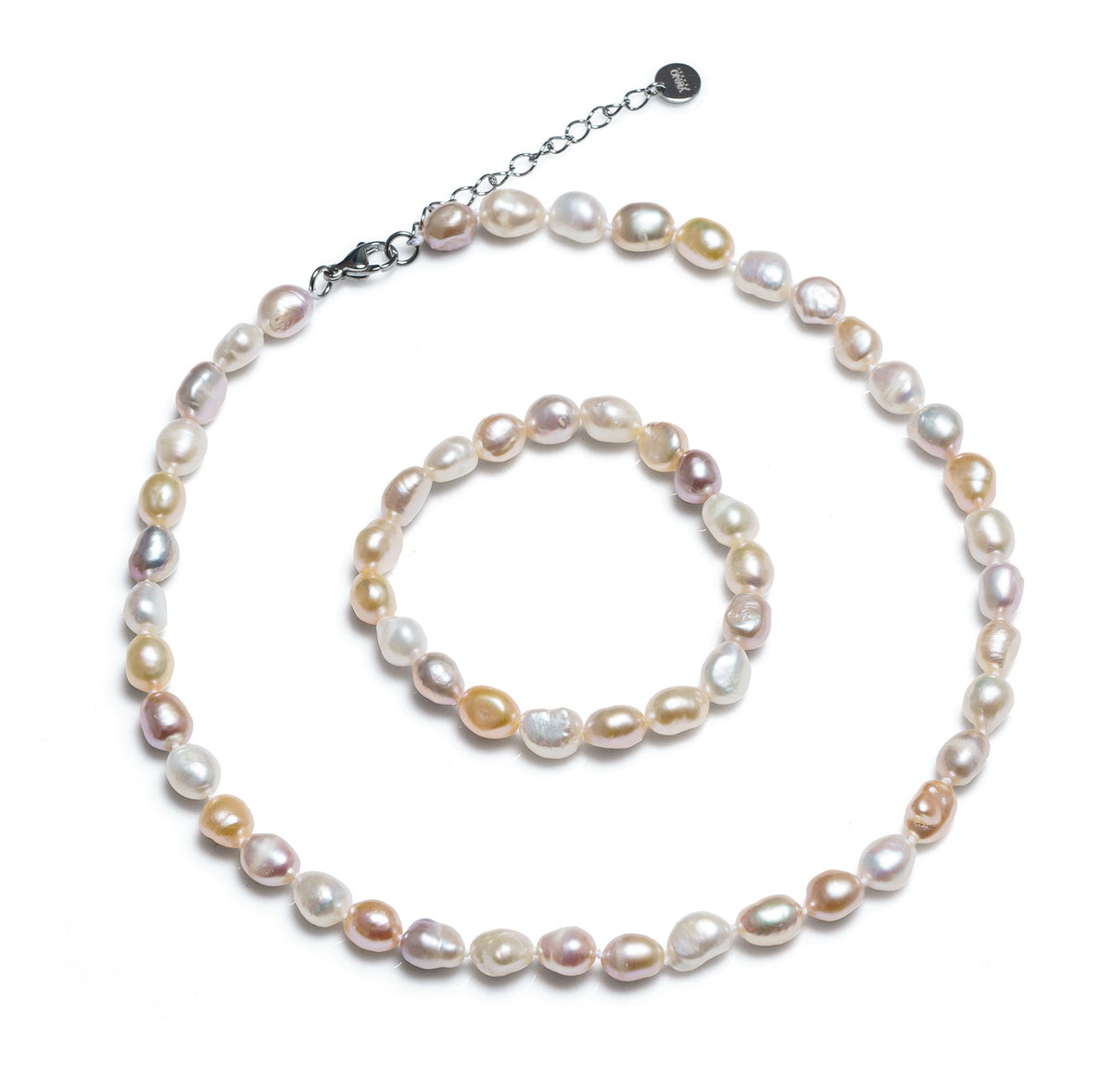 Colier cu perle de cultură culori mixte 8-9mm, închizătoare oțel. Lungime 43 cm